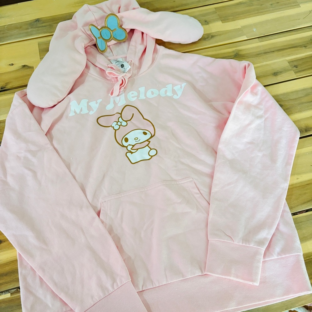 My Melody Sanrio hoodie with plush ears and bow